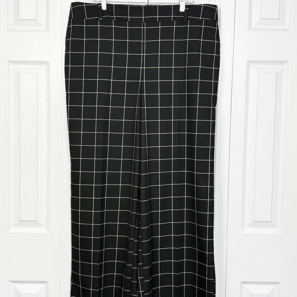 NWT Lane Bryant Black & White Windowpane Check Pull-On Wide Leg Pants 20